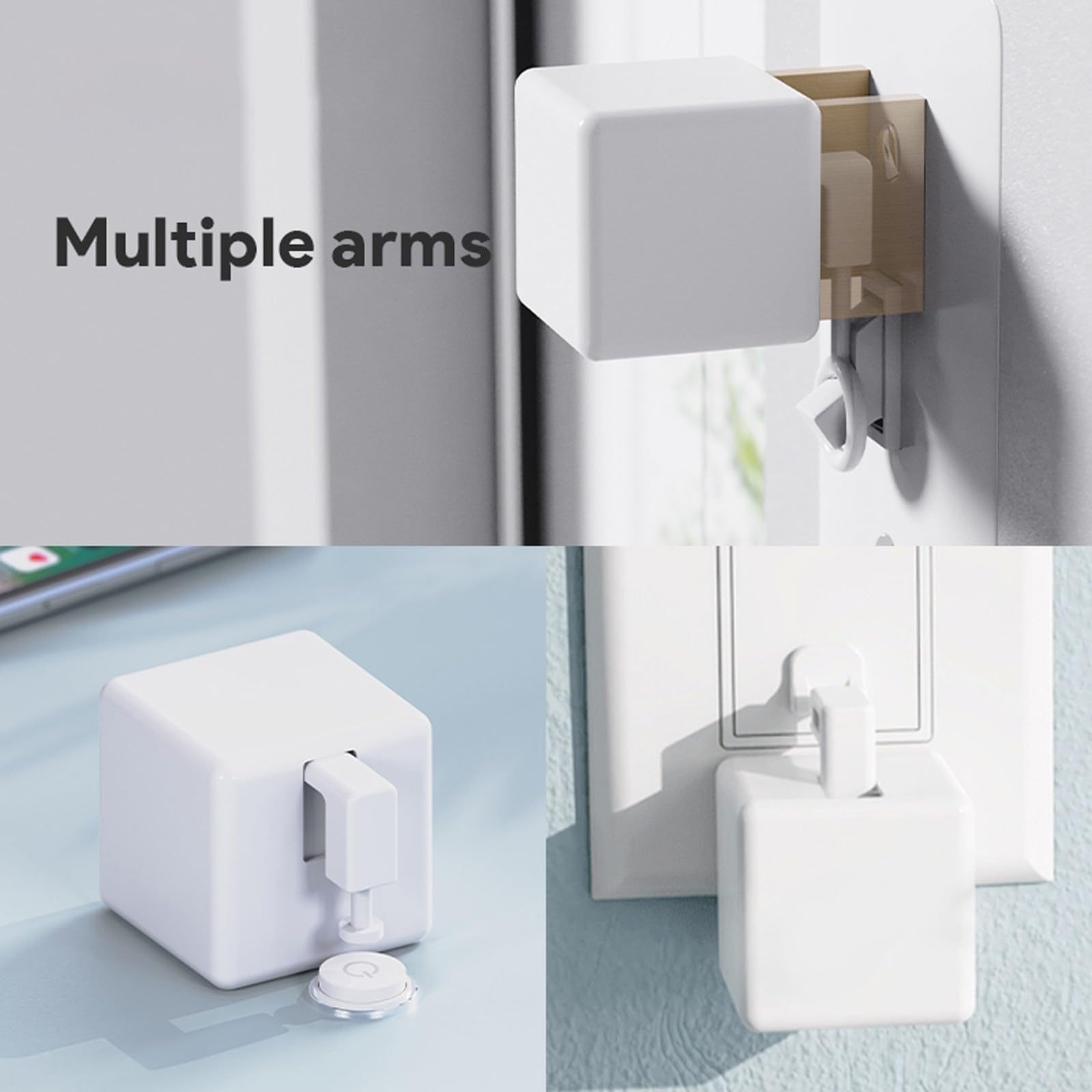 Fingerbots Plus Smarts - Pulsador de botón de robot con control táctil para control remoto con aplicación Smarts Life, comandos de voz, temporizador (blanco)