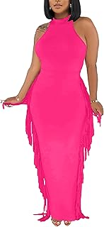 2 Piece Outfits for Women Sexy Crop Top Ruched Bodycon Maxi Dresses Fringe Skirt Sets Night Club Jumpsuits - Buy now