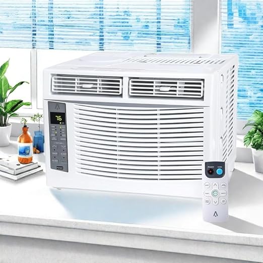 6000 BTU Energy Saving Window Air Conditioner - Efficient Cooling for 250 Sq. Ft., WiFi Smart Controls, Multi-Function Dehumidifier & Fan, Quiet Operation at 50 dB, Easy Installation Kit Included