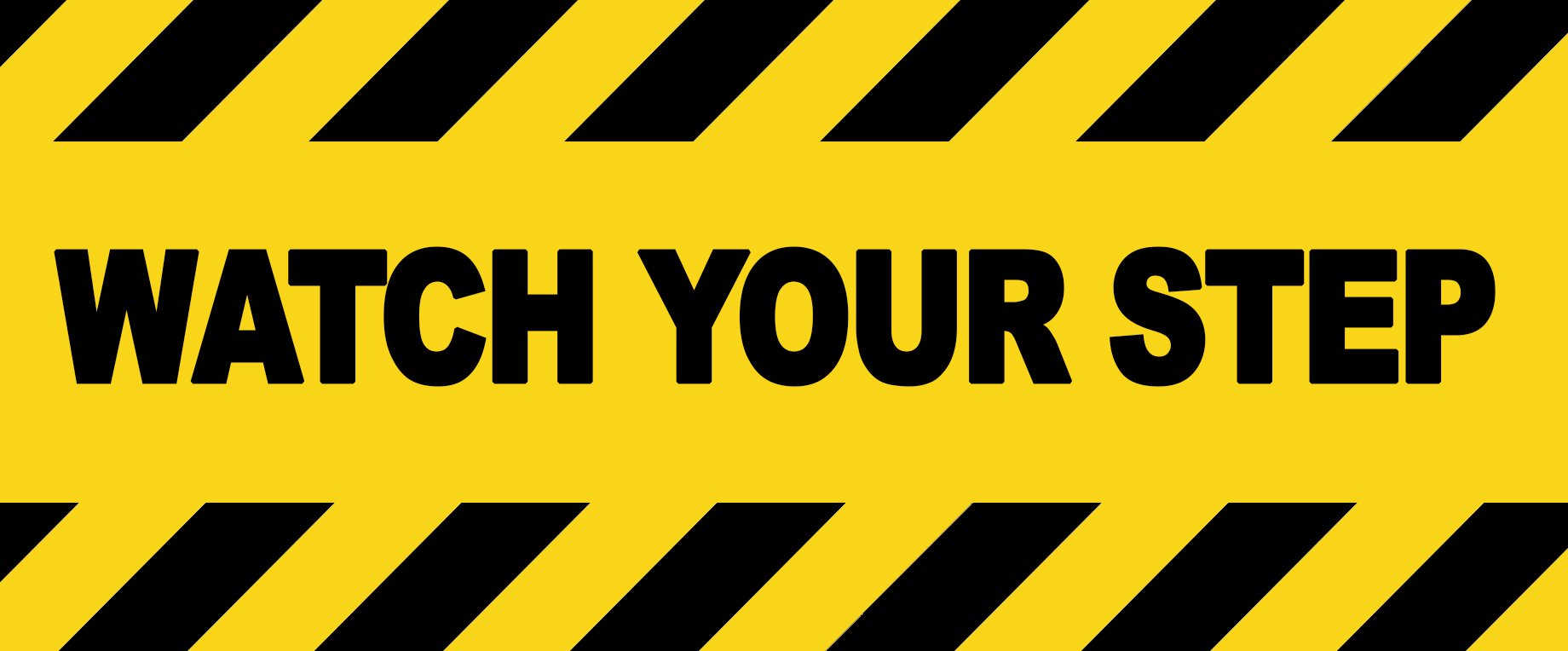 Party Decor Yellow|Black|Oak 4 X Caution - Watch Your Step - Warning Sign Removable Self Adhesive Waterproof Durable Vinyl Label Sticker 225Mm X 106Mm