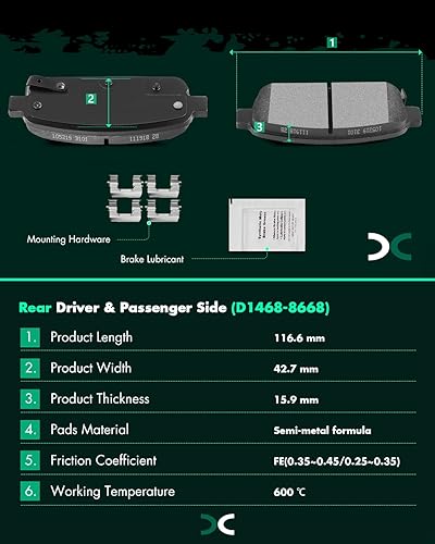 Miniatura 666 de Kits de frenos y rotores, rotores de freno SCITOO y 8 pastillas de cerámica para 08-12 para Chrysler Town & Country, 08-12 para Dodge Grand Caravan