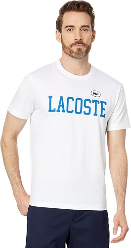 Lacoste Camiseta de manga corta para hombre con texto grande