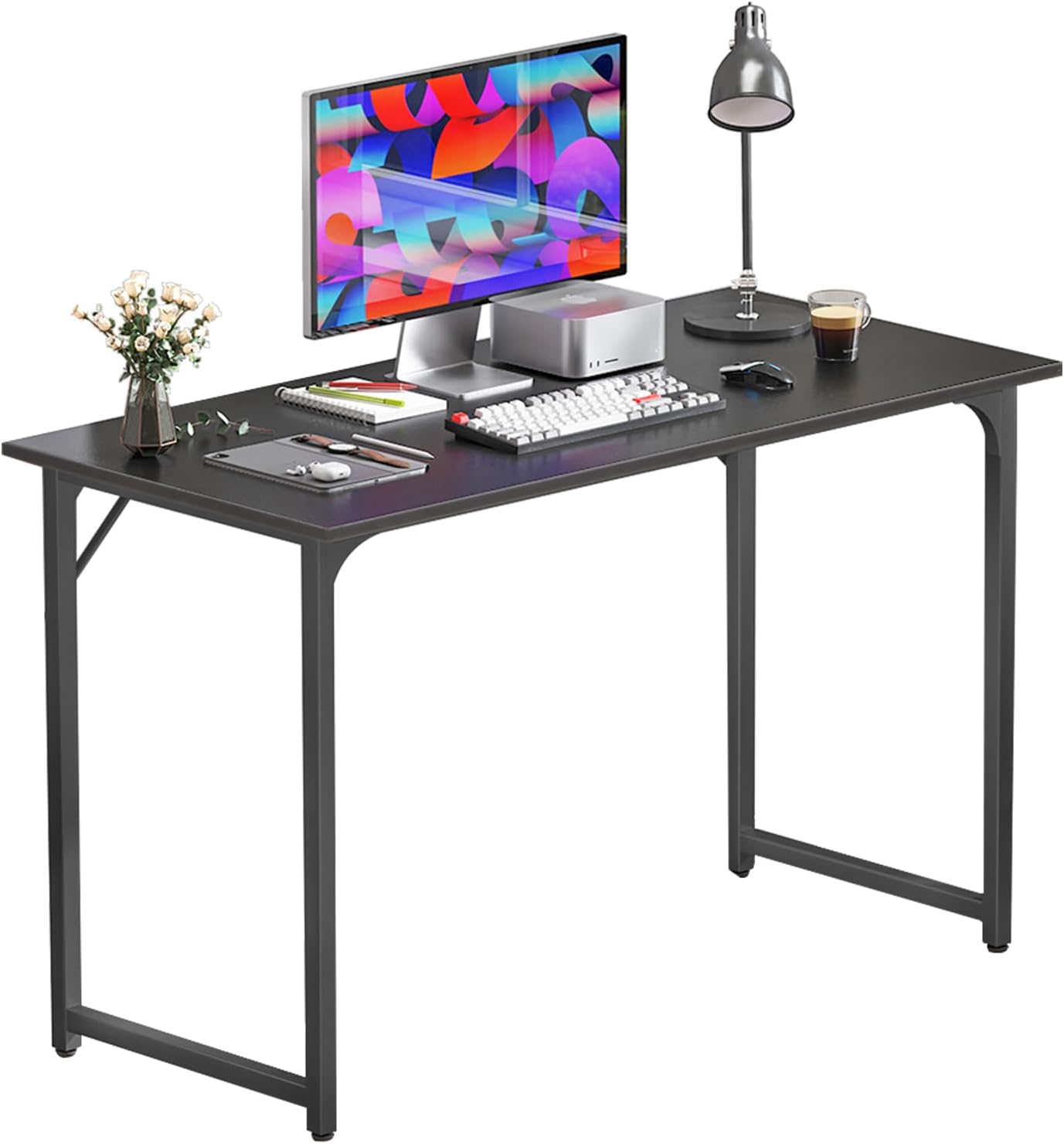 Computer Desk 47 inch Study Writing Table,Workstation Adjustable feet,Gaming Desk Modern Furniture for Home Office,Black