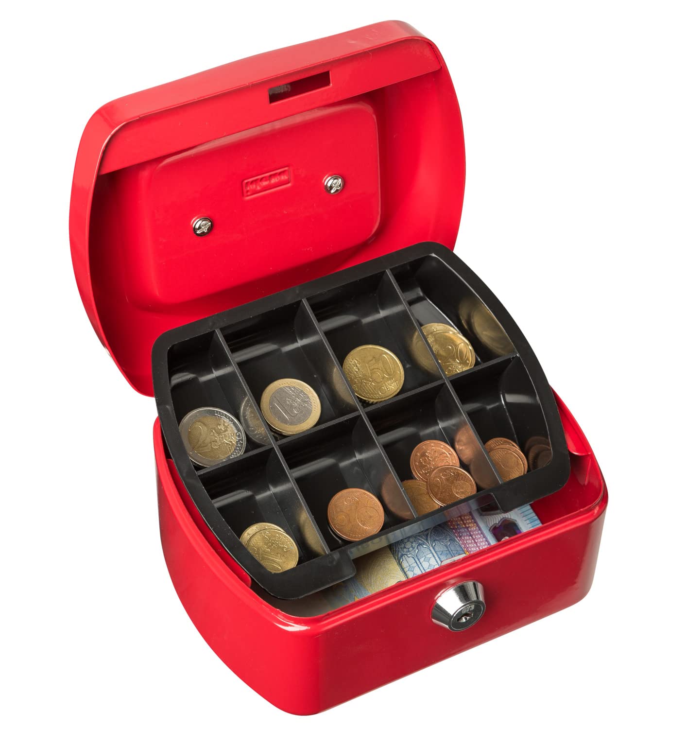 Idena Geldkistje – 155x120x90 Mm, Zwart, Met Slot En 2 Sleutels – 6 Vakken Voor Munten En Bankbiljetten – Veilig Sparen Voor Kinderen En Volwassenen