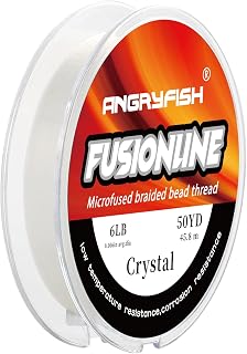 ANGRYFISH Fusionline Micro-Fused Braided Thread,Unbelievably High Tensile Strength,Not Stretch,Super Strong Stringing Material for Bracelet (Crystal, 6lb,0.006in-50yd)