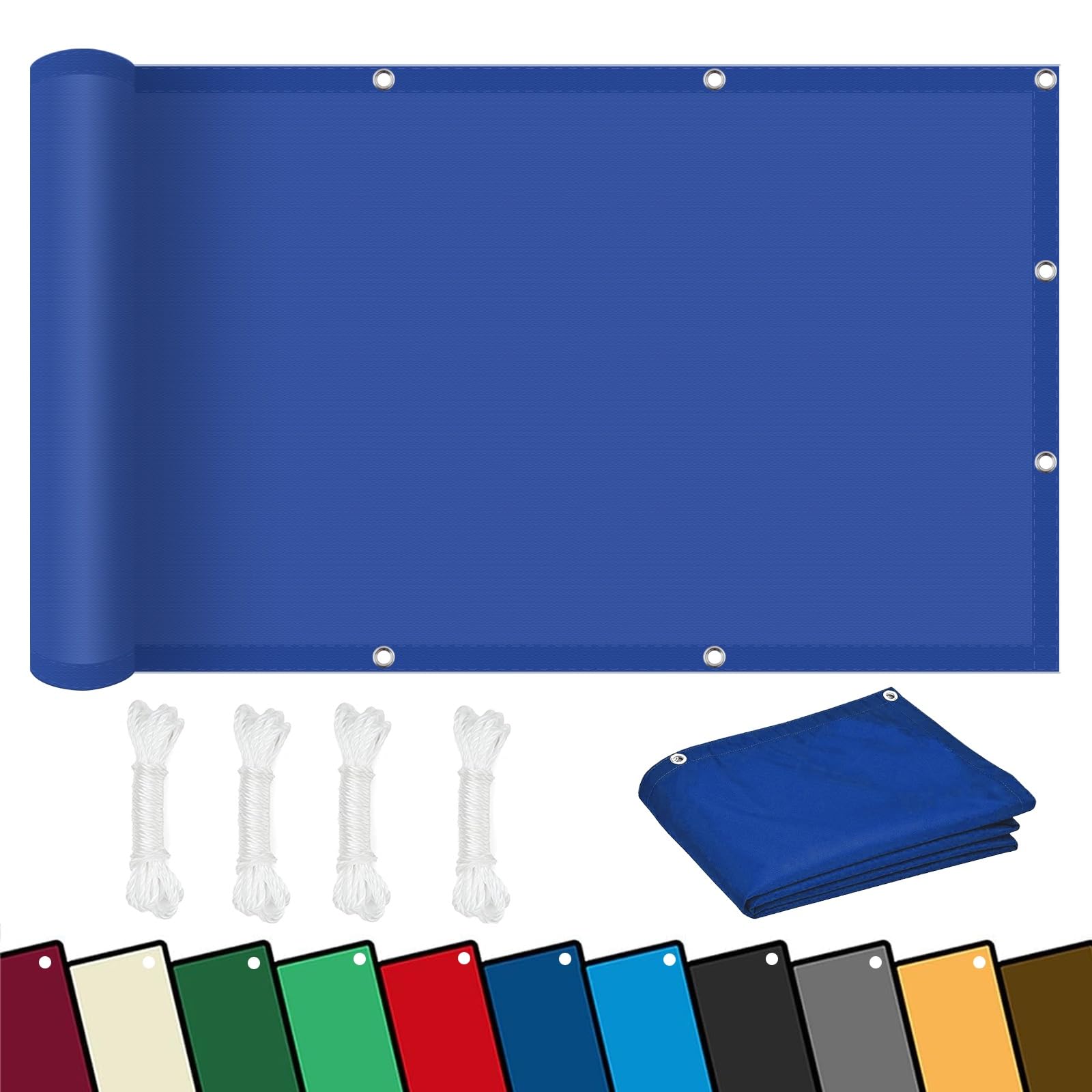 Voile d'ombrage imperméable bleu foncé 1.8x3m avec cordes pour jardin