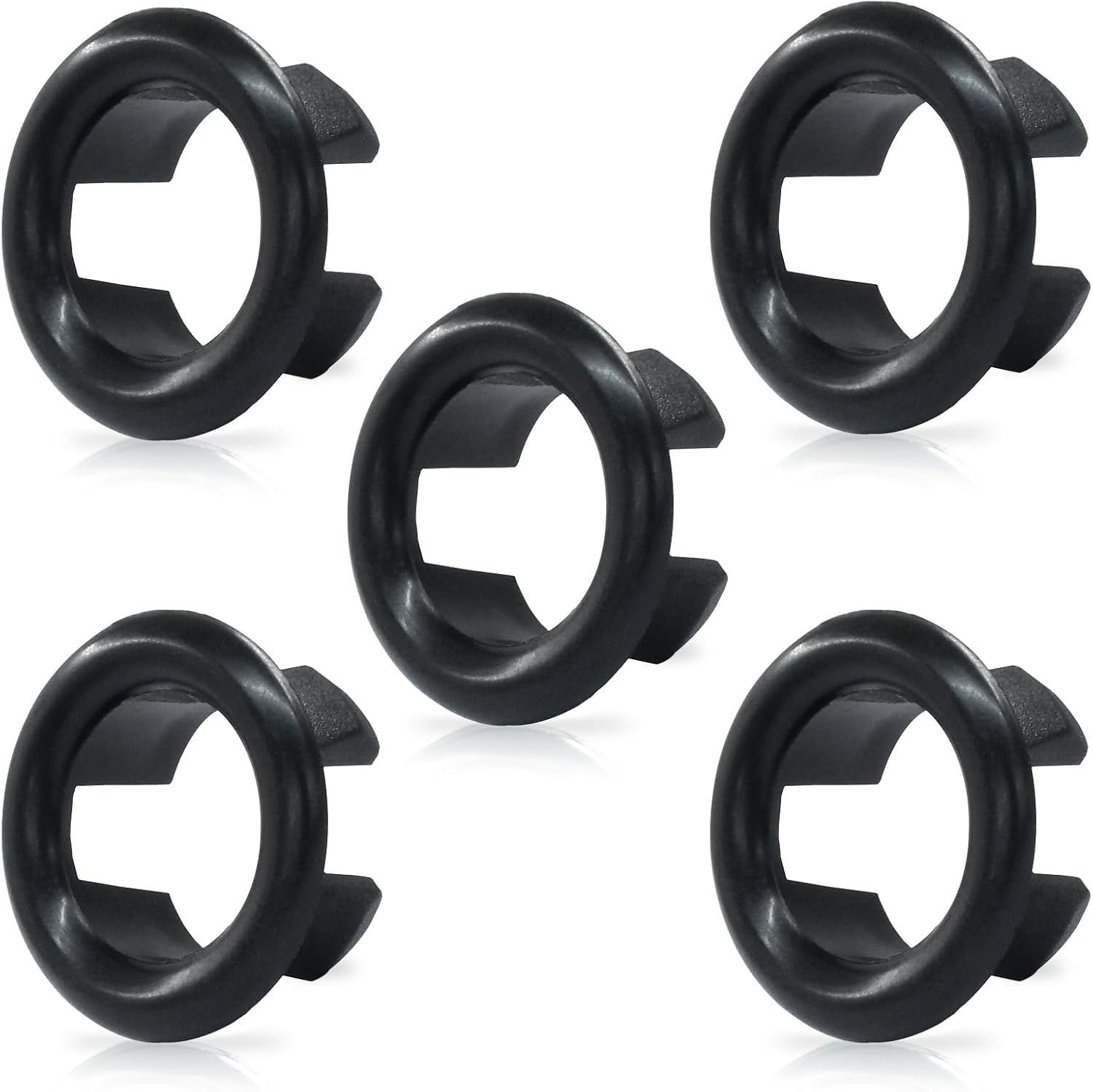 5 Pcs Black Overflow Cover Rings, Round Hole Trim Hole Insert in Cap for Home/Sink/Bathroom/Kitchen