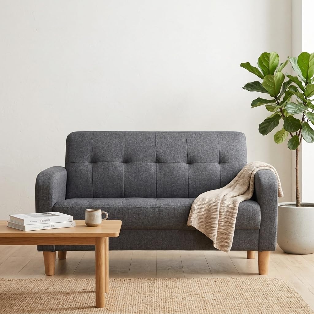 Amazon｜ソファー 2人掛け コンパクト 幅105cm ローソファー 2WAY 天然