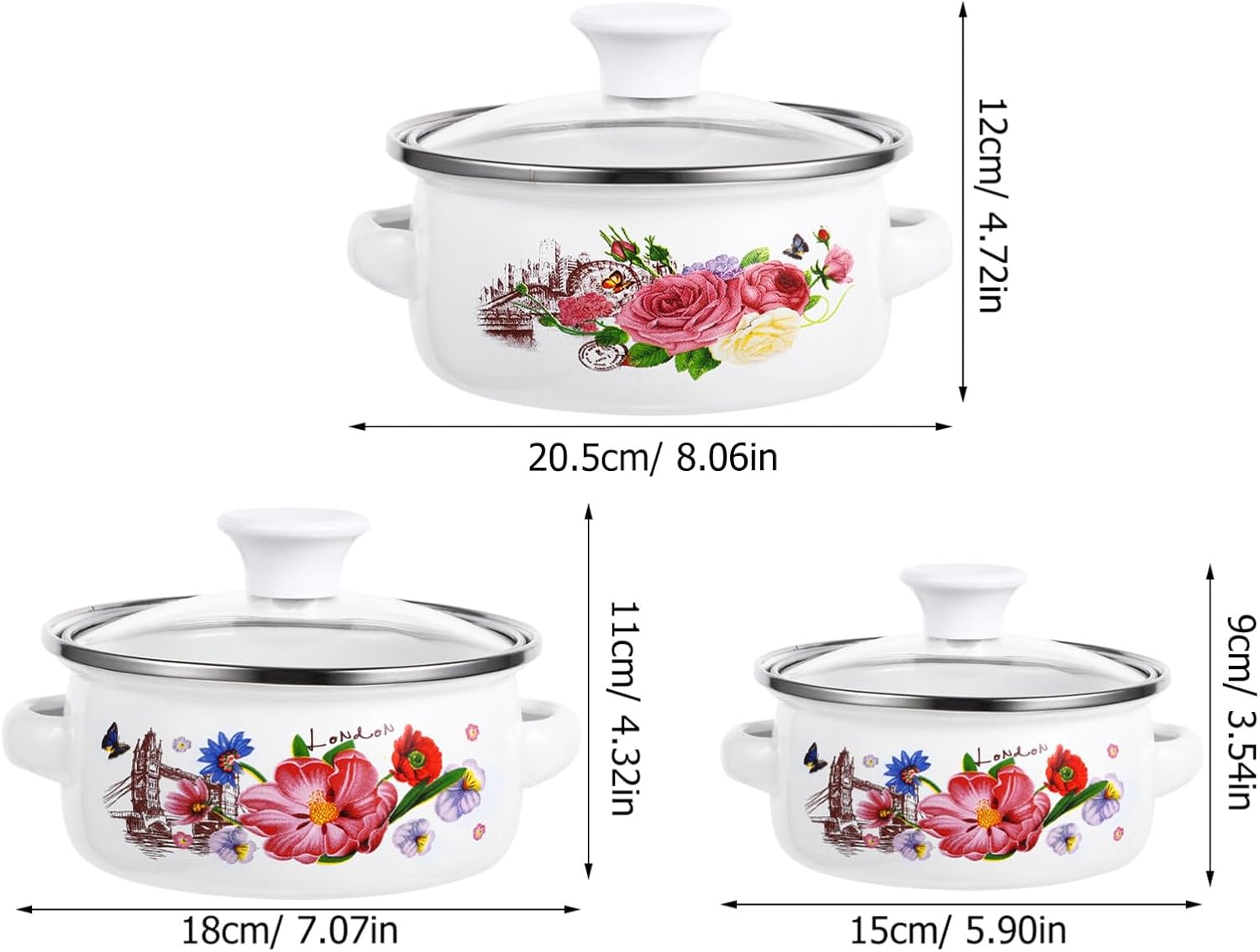 Juego De 4 Ollas Esmaltadas KADAX Con Tapas - Capacidades 2L, 3L, 4L, 5L, Color Lavanda, Acero Esmaltado