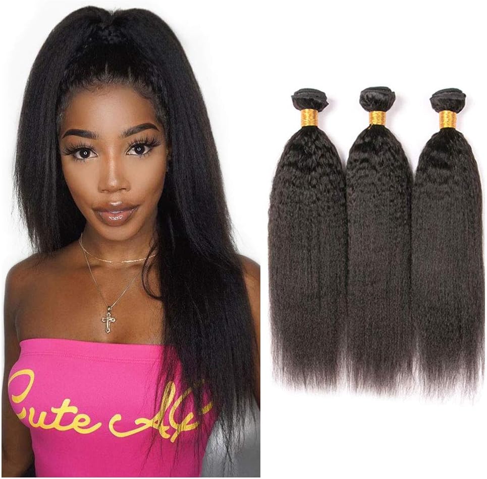 BK Beckoning Brazilian Virgin Italian Yaki Straight Human Hair 100G Kinki Straight Weave 16 18 20 Inch Natural Hair Double Weft Mixed Length for Women