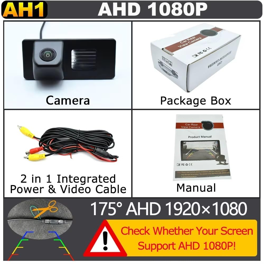 Retrocamera Per FIAT 500L/500LTrekking/500L Living/500L MPW 2012~2019 Parcheggio Retromarcia Video Monitor Visione Notturna AHD 1920x1080P Telecamera Auto Telecamera Retromarcia Impermeabile(AHD 192