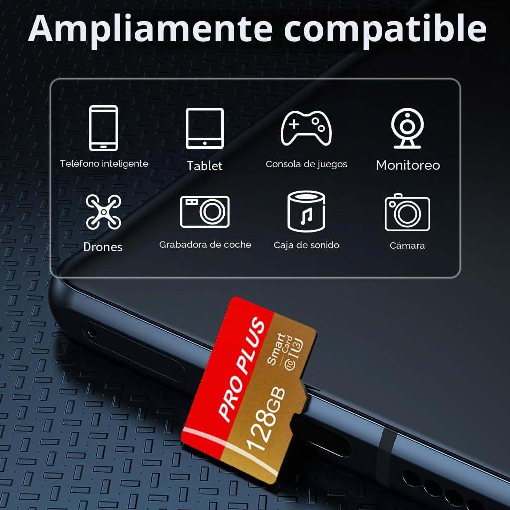 2 Pack Tarjeta De Memoria 128GB con Adaptador SD, Tarjeta De Memoria De Alta Velocidad, UHS-I C10 A1, Tarjeta TF para Tablet/Móvil/Fotocámara/Audio del Coche/Consola De Juegos (TF162 128GB)