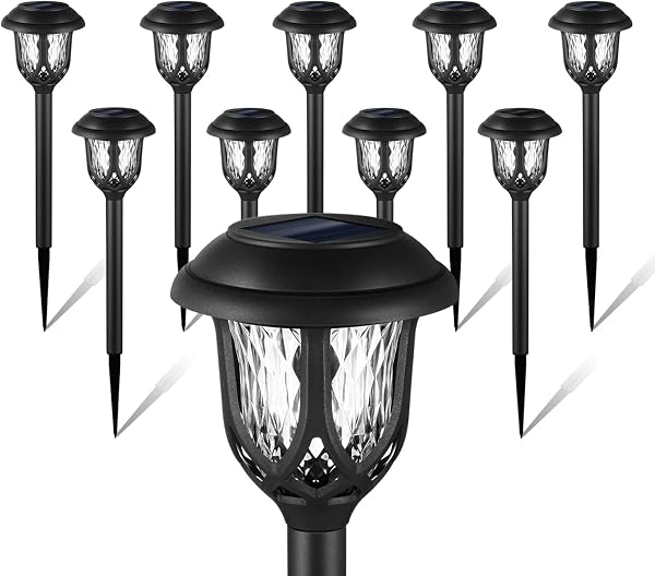 EXCMARK 10 Pack Solar Lights - Outdoor Decorative, Pathway, Garden Yard Lights for Walkway, Sidewalk, Driveway