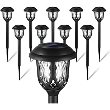 EXCMARK 10 Pack Solar Lights Outdoor Decorative, Solar Pathway Lights Outdoor, Solar Powered Garden Yard Lights for Walkway Sidewalk Driveway. Black, Warm White