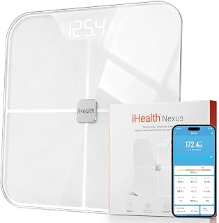 iHealth Nexus Smart Scale: Bluetooth Body Composition Monitor for Weight, Fat, Muscle, BMI - 0.1lb Accurate, iOS/Android App, Multi-User White