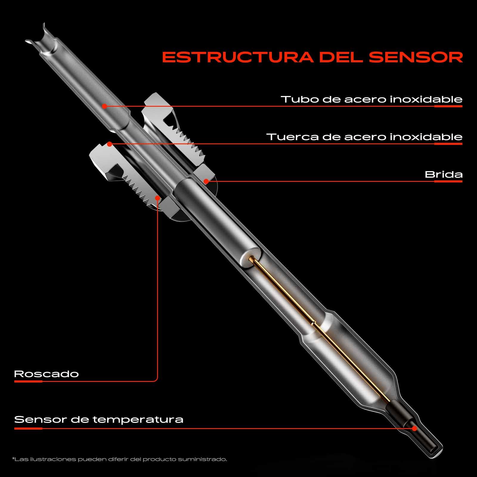 Frankberg Sensor de temperatura de gases de escape 4-Polos Compatible con Berlingo EC ER Rifter 3008 SUV M4 MC MJ MR 308 SW II L4 LC LJ LR LX Corsa F P2JO Replace# 9812376480