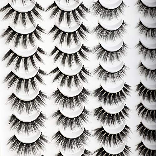 Newcally Faux Mink Lashes Pack 20 Pairs Wholesale False Eyelashes Dramatic Long Fluffy Wispy Fake Eye Lashes Bulk #TOP6