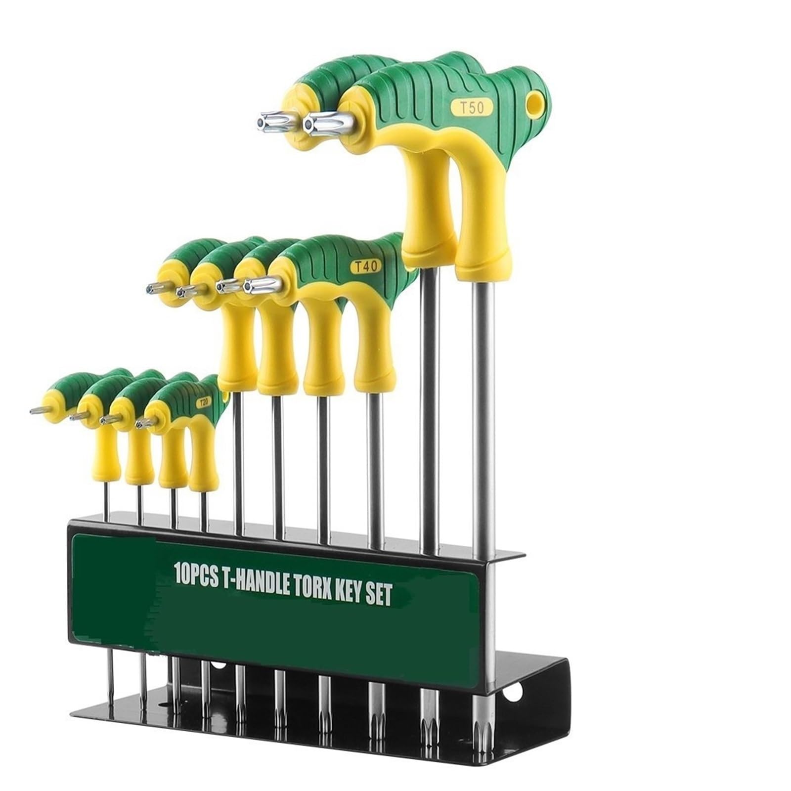 Llave Torque Juego de llaves hexagonales con mango en T 10 piezas, juegos portátiles estante almacenamiento, para reparación automóviles Carraca Reversible Dientes(10 pcs Torx-end)
