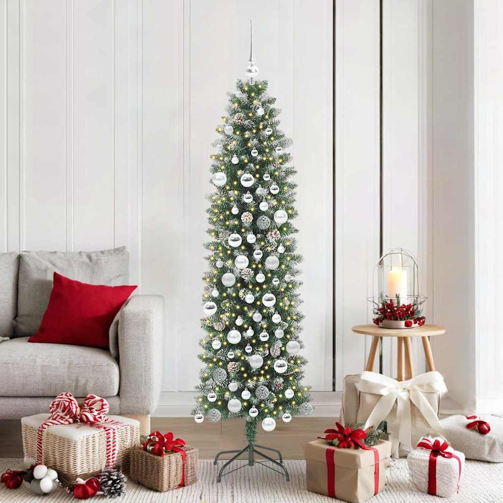 Sapin de Noël artificiel 180cm haut de gamme avec guirlande lumineuse LED