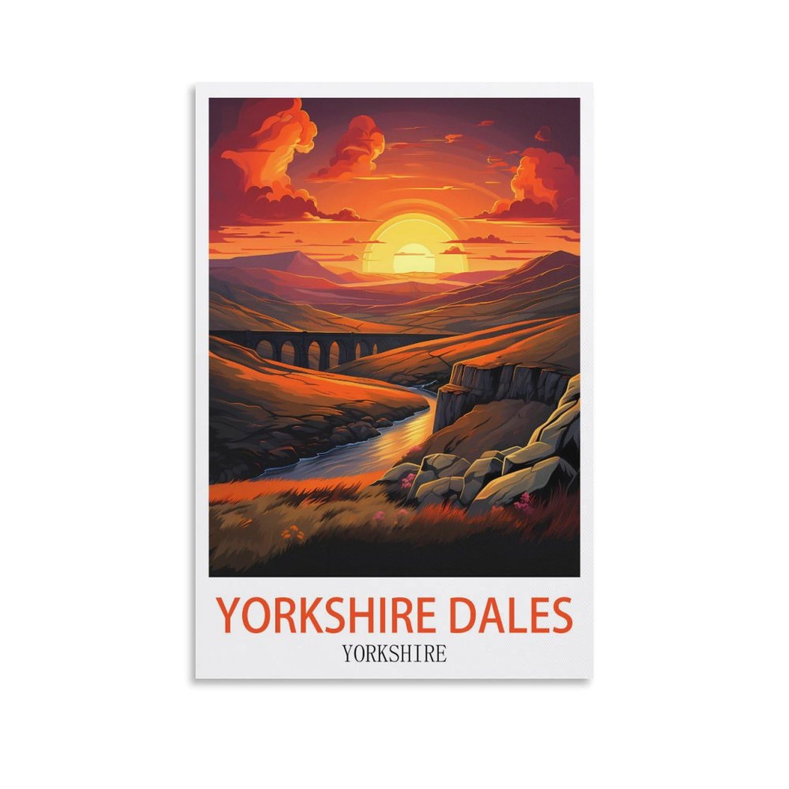 Yorkshire Dales Yorkshire Vintage Travel Poster 16x24inch(40x60cm) Canvas Art Poster And Wall Art Picture Print Modern Family Bedroom Decor
