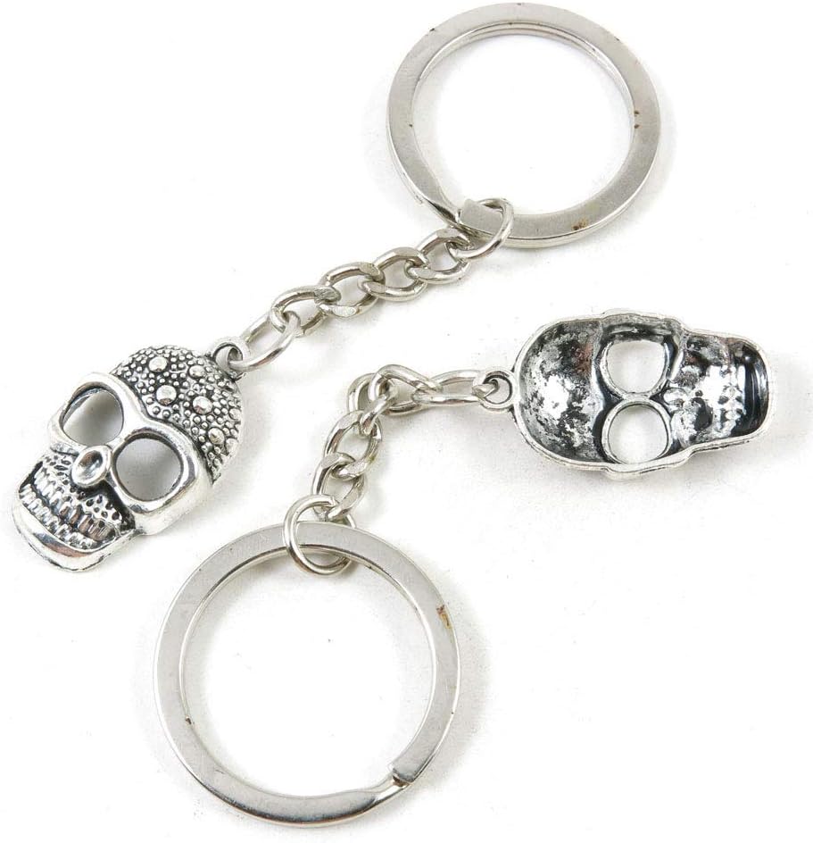 100 Pieces Keyring Keychain Wholesale Suppliers Jewelry Clasps W4SS6U Skull Head