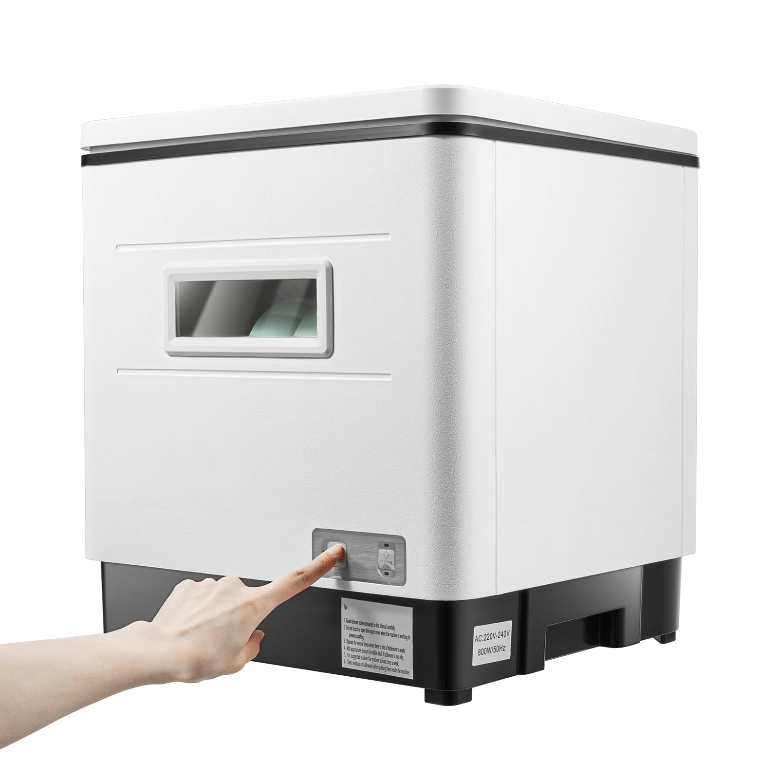 Lavastoviglie da tavolo, 6 coperti, apertura dall'alto, efficace disinfezione, telaio in acciaio inox, 800 W, mini lavastoviglie, da appoggiare, a risparmio d'acqua, ideale per la casa