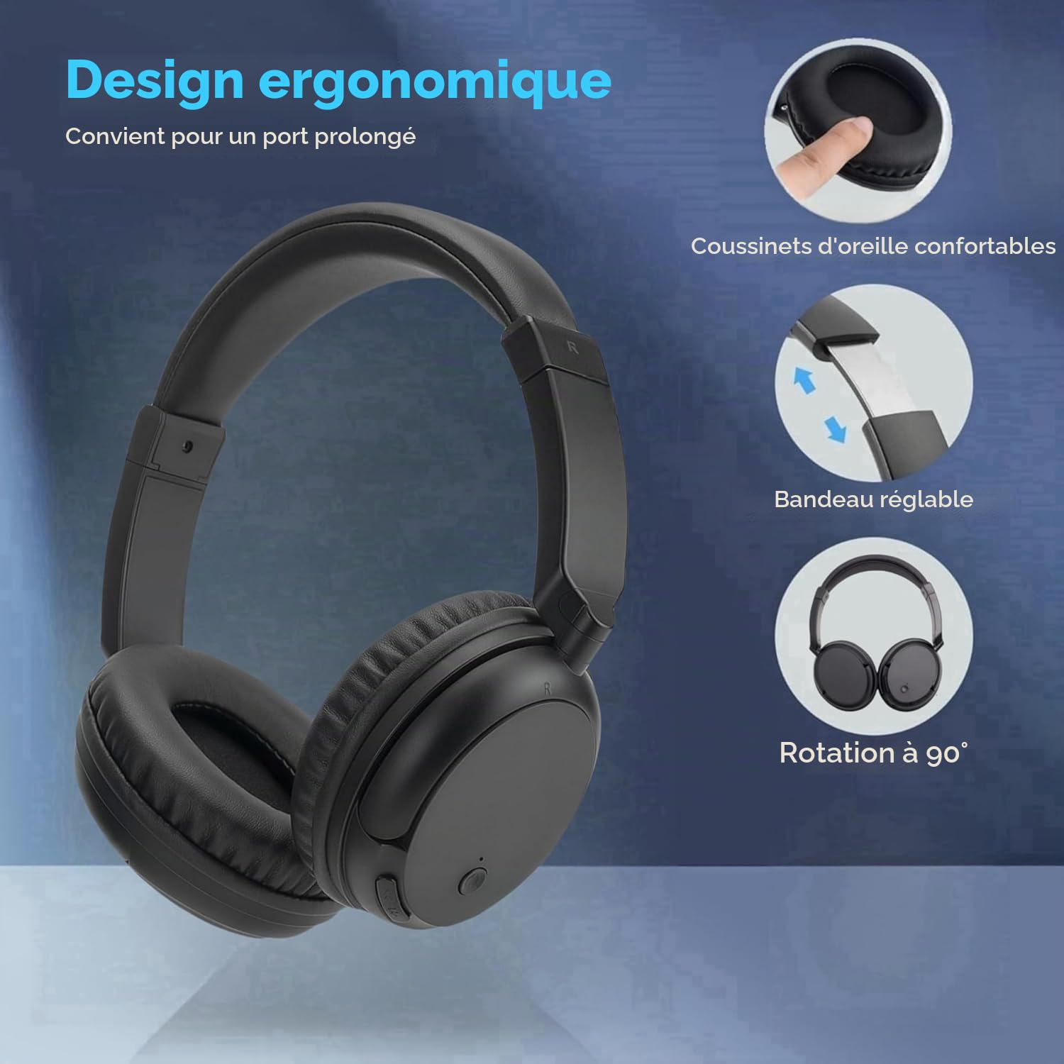 Casque TV Sans Fil avec émetteur Bluetooth Hi-Fi 30 Heures Facile à Utiliser pour Seniors Avec Convertisseur Numérique Compatible Avec Tous Les Appareils de Sortie Audio Comme la Télévision
