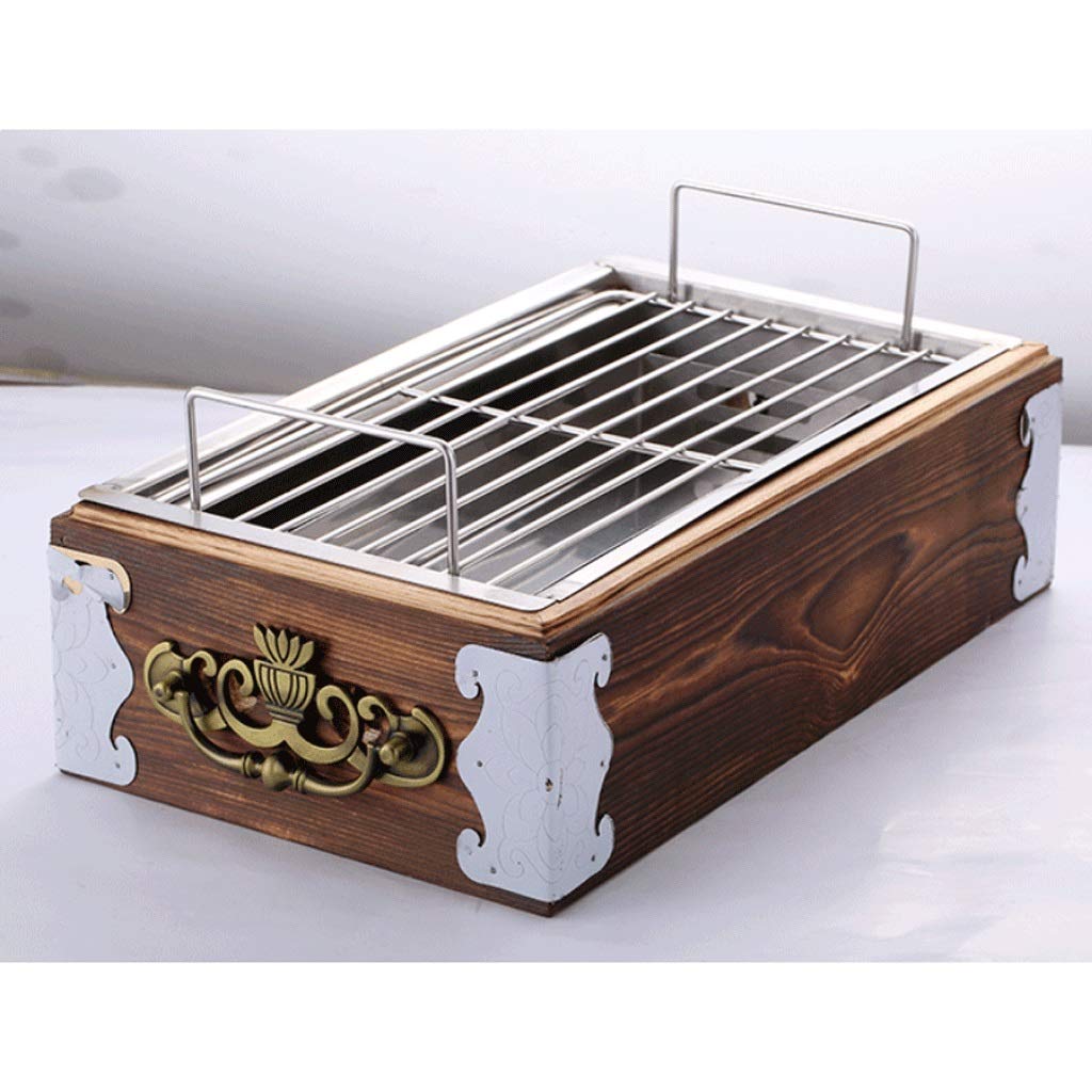 Ogród palenisko drewniane pudełko bezdymne gorące szaszłyki 40 cm na zewnątrz patio stalowa miska na ognisko grill na podwórko, kemping, piknik, miska na ognisko do grilla (kolor: A)