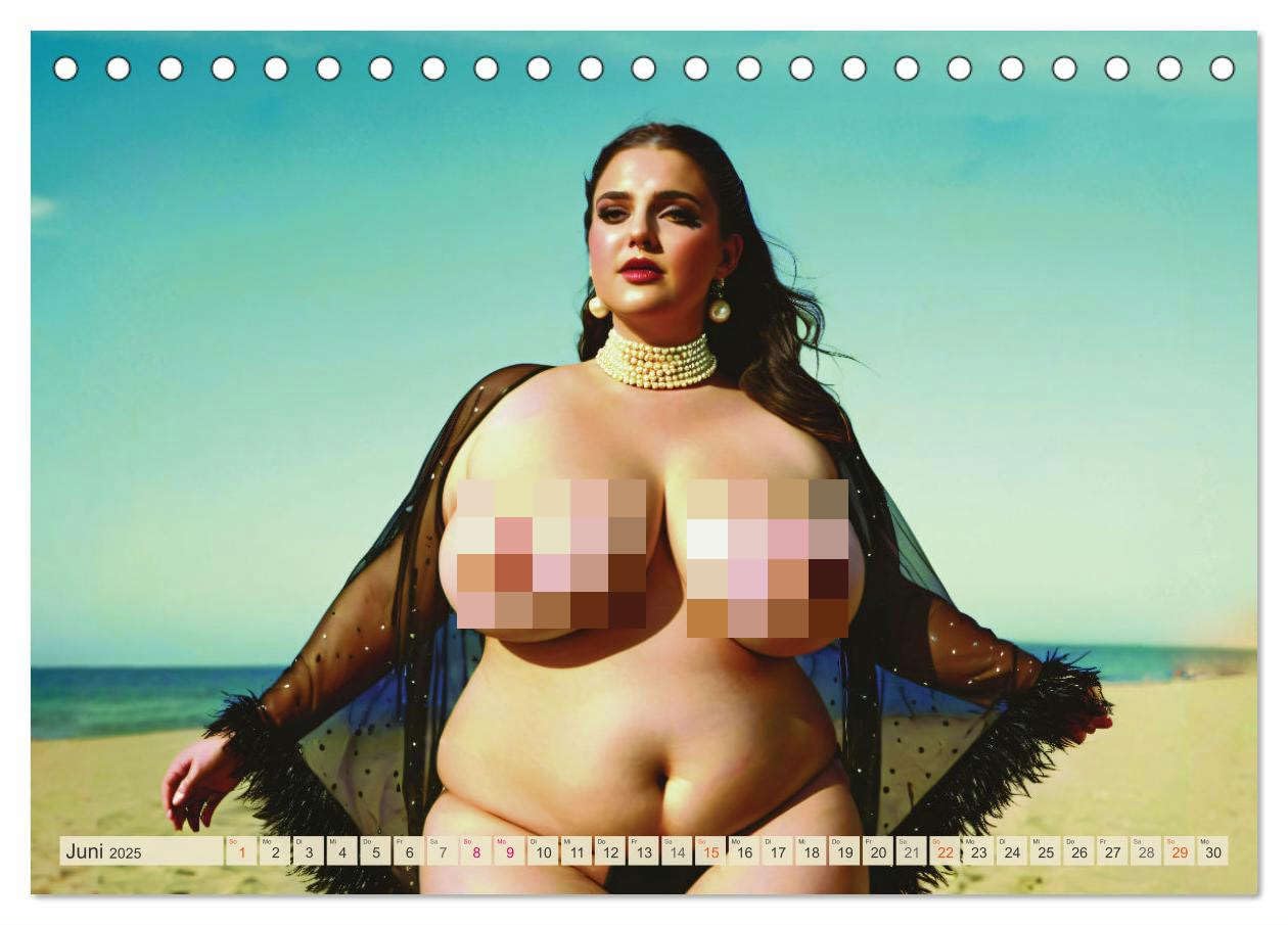XXL Beach Girls Kalender - Kurvige Frauen am Strand (Tischkalender 2025 DIN A5 quer), CALVENDO Monatskalender: Kurvige XXL Girls verbringen einen sinnlichen Tag am Meer. (CALVENDO Erotik)