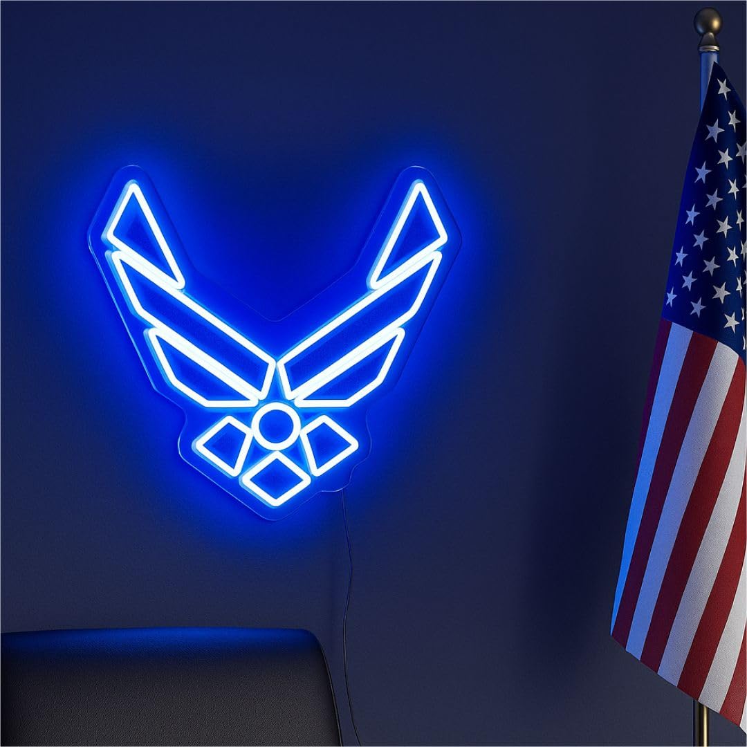 View 1 of [Turns on Half] Neonific US Air Force Symbol LED Neon Sign - 19"x17"