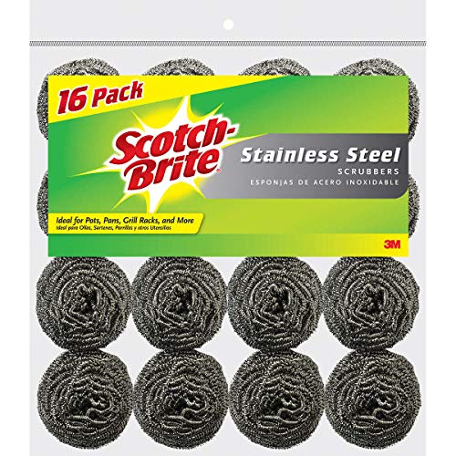 Scotch-Brite Stainless Steel Scouring Pad, 16-Pad