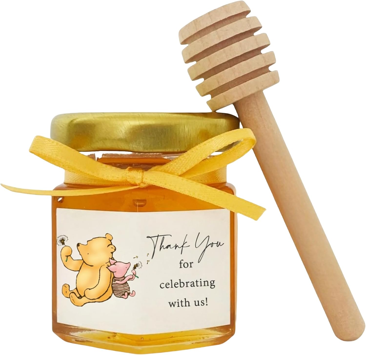 80PCS Classic Pooh Honey Jar Stickers for Baby Shower and Birthday Thank You Stickers Labels Winnie Party Decoration Supplies Dessert Food Decor
