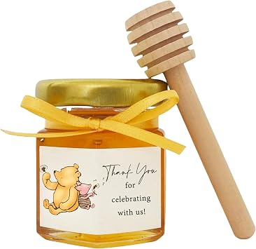 80PCS Classic Pooh Honey Jar Stickers for Baby Shower and Birthday Thank You Stickers Labels Winnie Party Decoration Supplies Dessert Food Decor