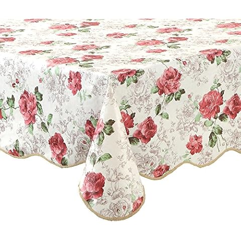ENNAS Cz017 Flannel Backed Vinyl Picnic Tablecloth Rose Kithchen Tablecloth Waterproof(58-Inch by 88-Inch Oblong(Rectangle)) Cover