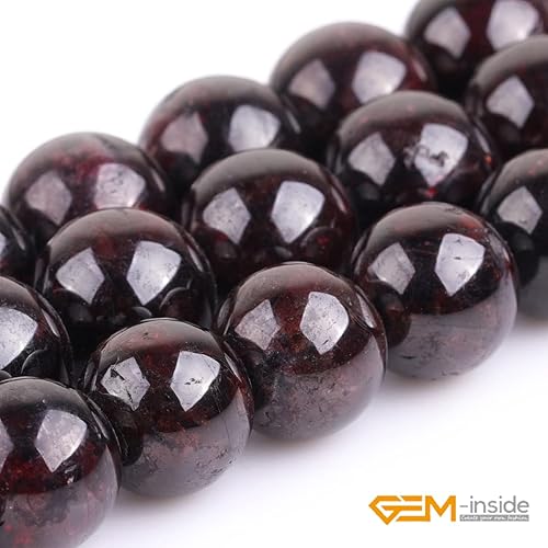 Miniatura 3 de GEM-Inside - Cuentas sueltas de piedra natural de 0.394 in de granate suave y redonda, piedra de energía de cristal para fabricación de joyas, 15