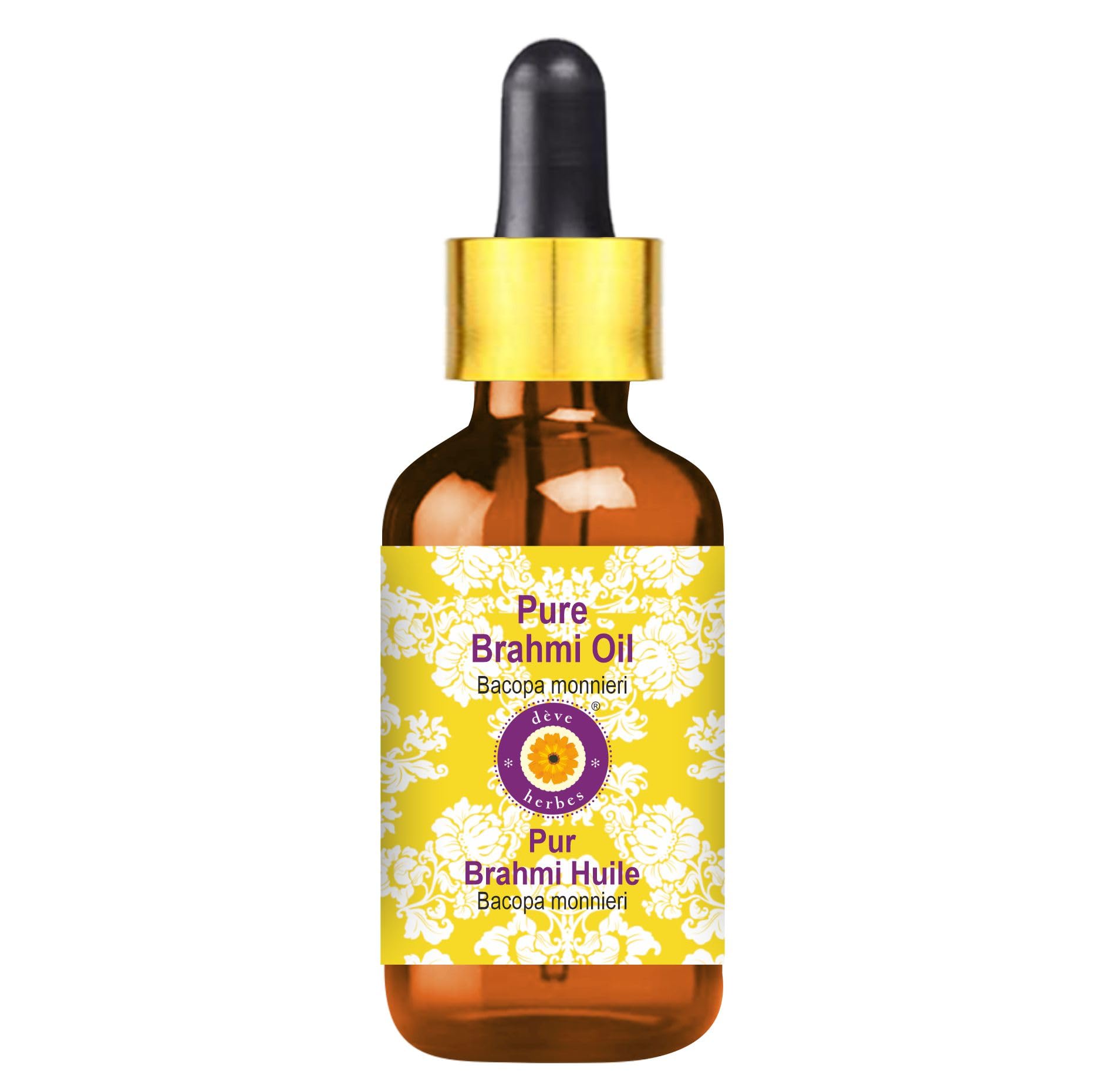 Deve Herbes Pure Brahmi oil (Bacopa monnieri) With Glass Dropper Natural Therapeutic Grade 100ml