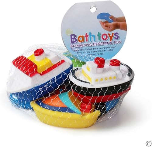 Miniatura 7 de Juguetes flotantes de baño para bañera (6 unidades), juguetes de barco de baño suaves para bebés, juguetes de agua de aprendizaje de bañera y
