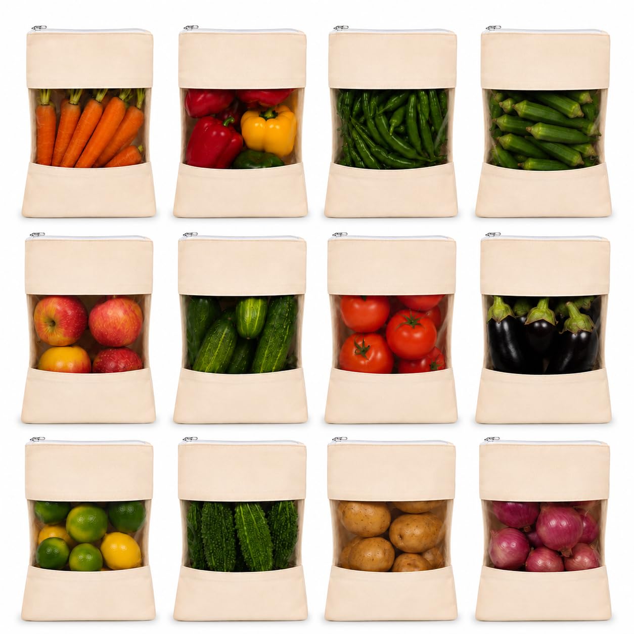 Organic Cotton Produce Bags - Reusable & Washable -10