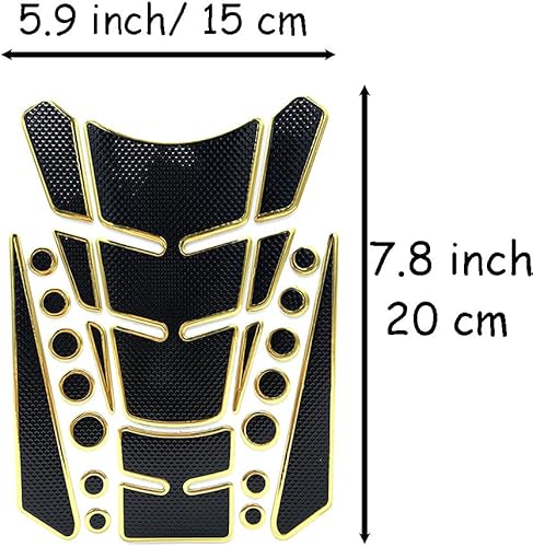 Miniatura 2 de 1 juego de calcomanías doradas universales 3D para tanque de combustible de motocicleta, protector de tanque de combustible autoadhesivo