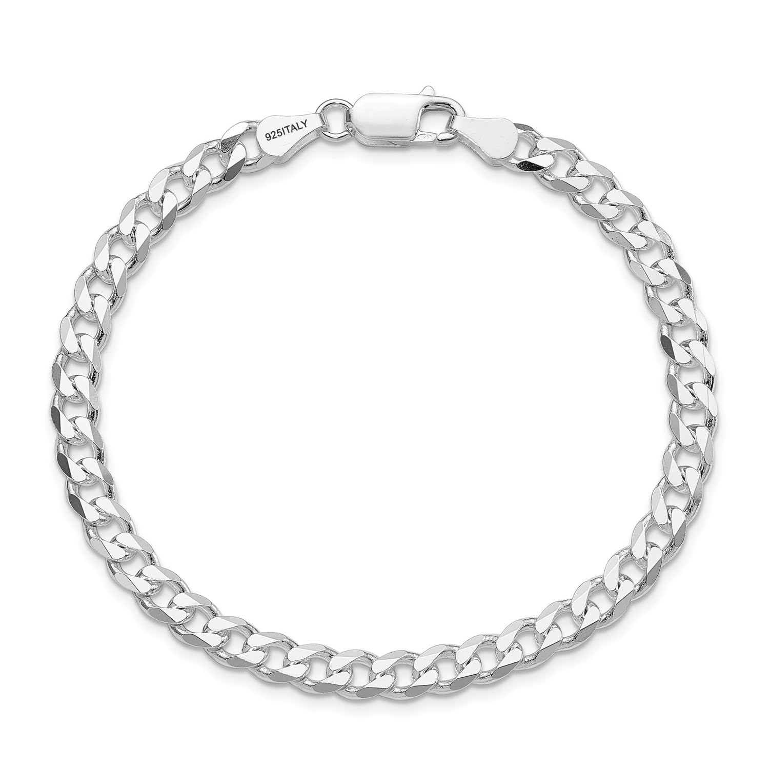 LeCalla Pulsera de cadena de eslabones cubanos de plata de ley 925 maciza para hombre, pulsera italiana de eslabones cubanos con corte de diamante de 6 mm