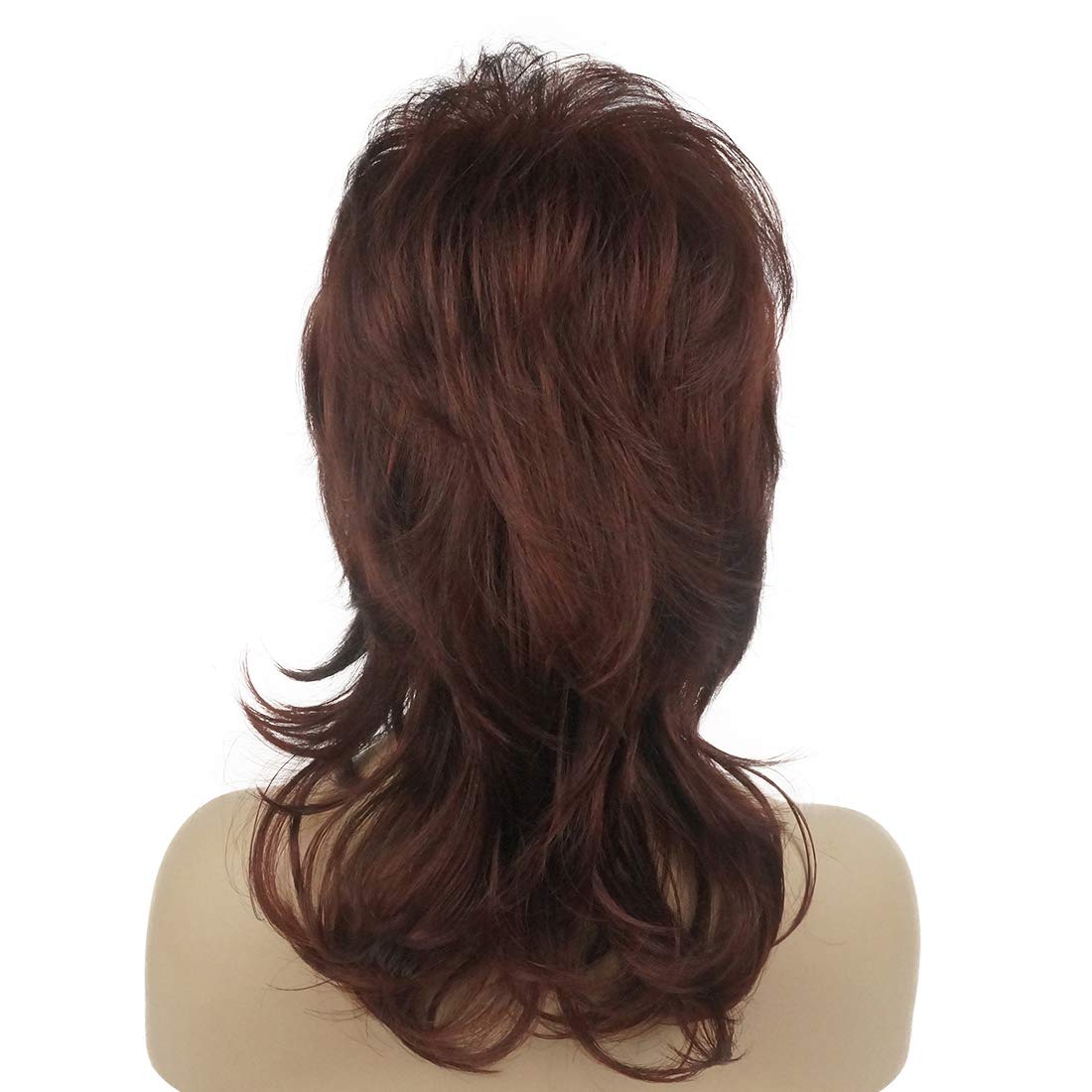 Lydell Long Soft Shaggy Layered Dark Auburn Wig Classic Cap Full Synthetic Wigs (33A) - Image 4