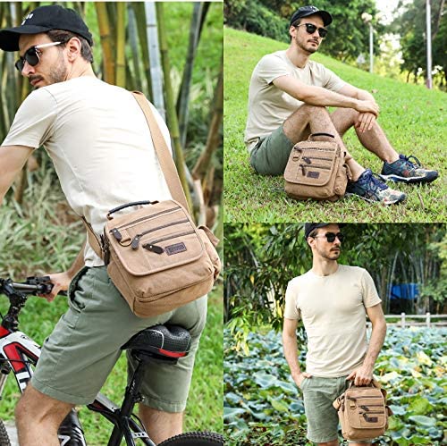 Image of Mens bag Canvas Shoulder Bag Small Messenger Crossbody Bag Work Bag Vintage Multi-function