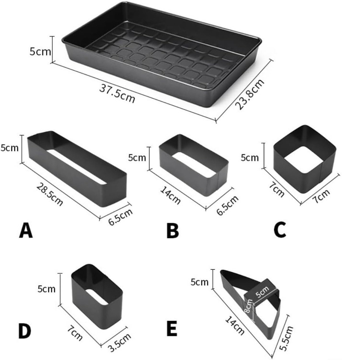 Moule à gâteau réglable antiadhésif, kit Moule de Cuisson DIY Facile à Nettoyer, Combinaison pour Anniversaire Mariage, Noir