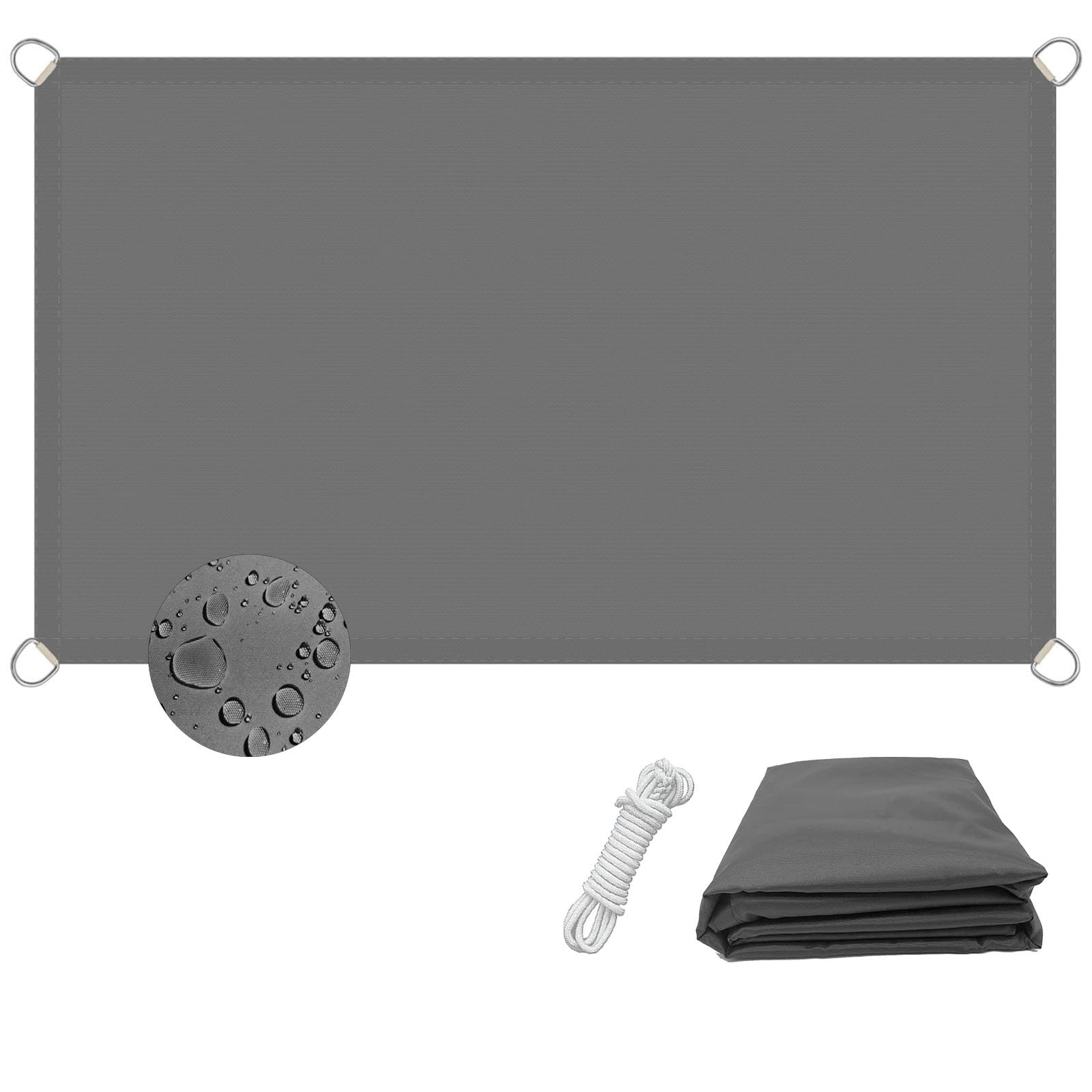 Voile d'ombrage 2.5x9m gris clair imperméable et anti-UV avec kit de montage