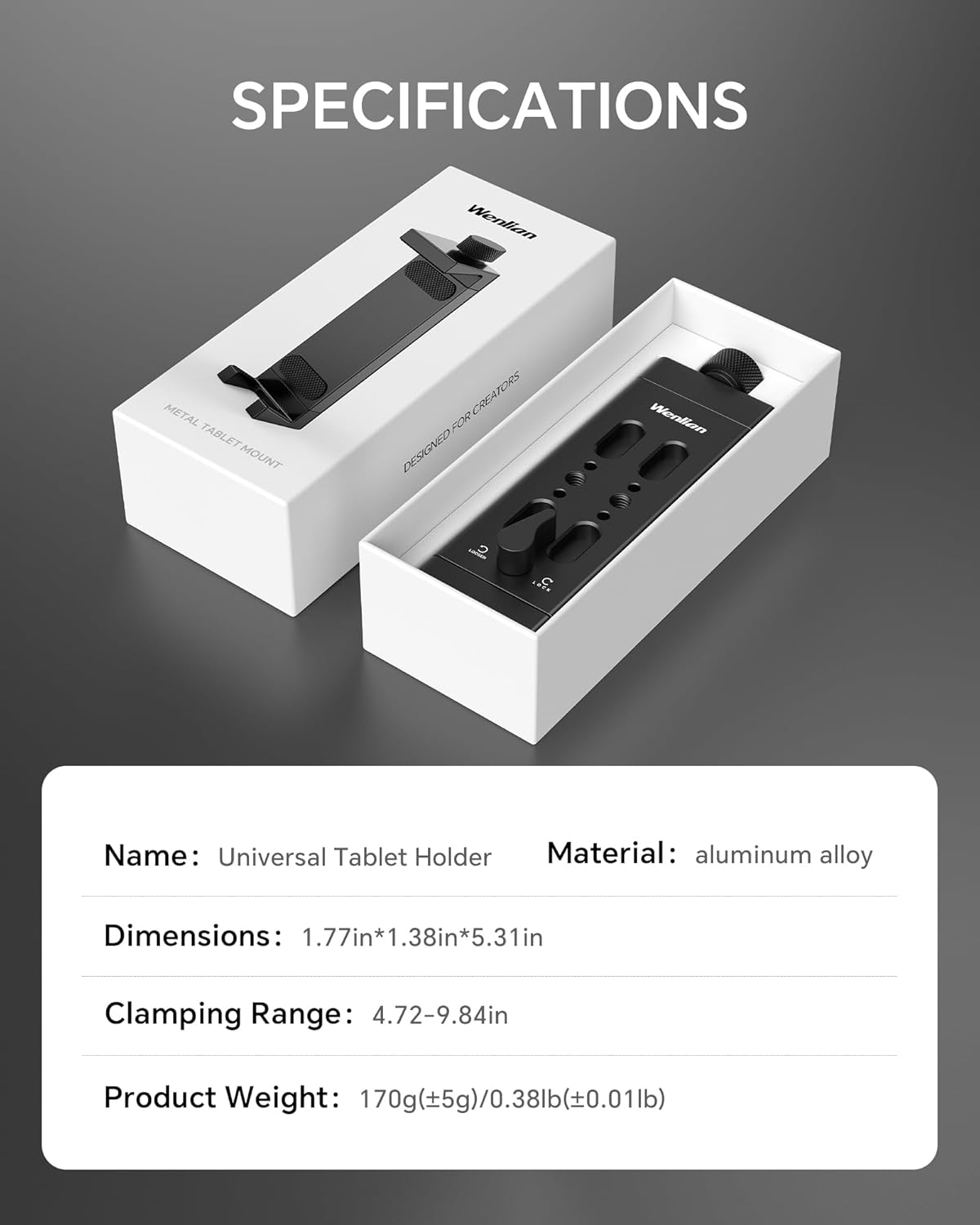 Aluminum Tablet Tripod Mount for iPad, Universal Adjustable Tablet Holder with Dual 1/4"-20 Screw Holes, Quick Release Design, Tripod Adapter Compatible with iPad Pro/Air/Mini, Galaxy Tab, Surface Pro