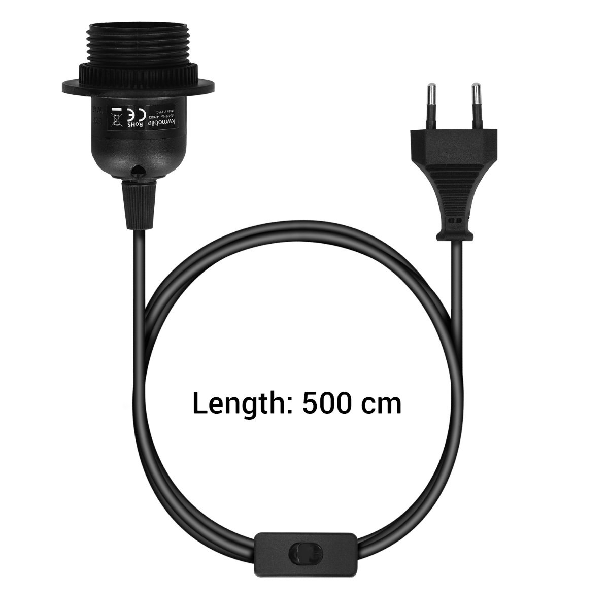 Lampada A Sospensione Lightstock Con Cavo In Tessuto Grigio 1,8m, Portalampada E27 Con Interruttore E Spina Europea - 2