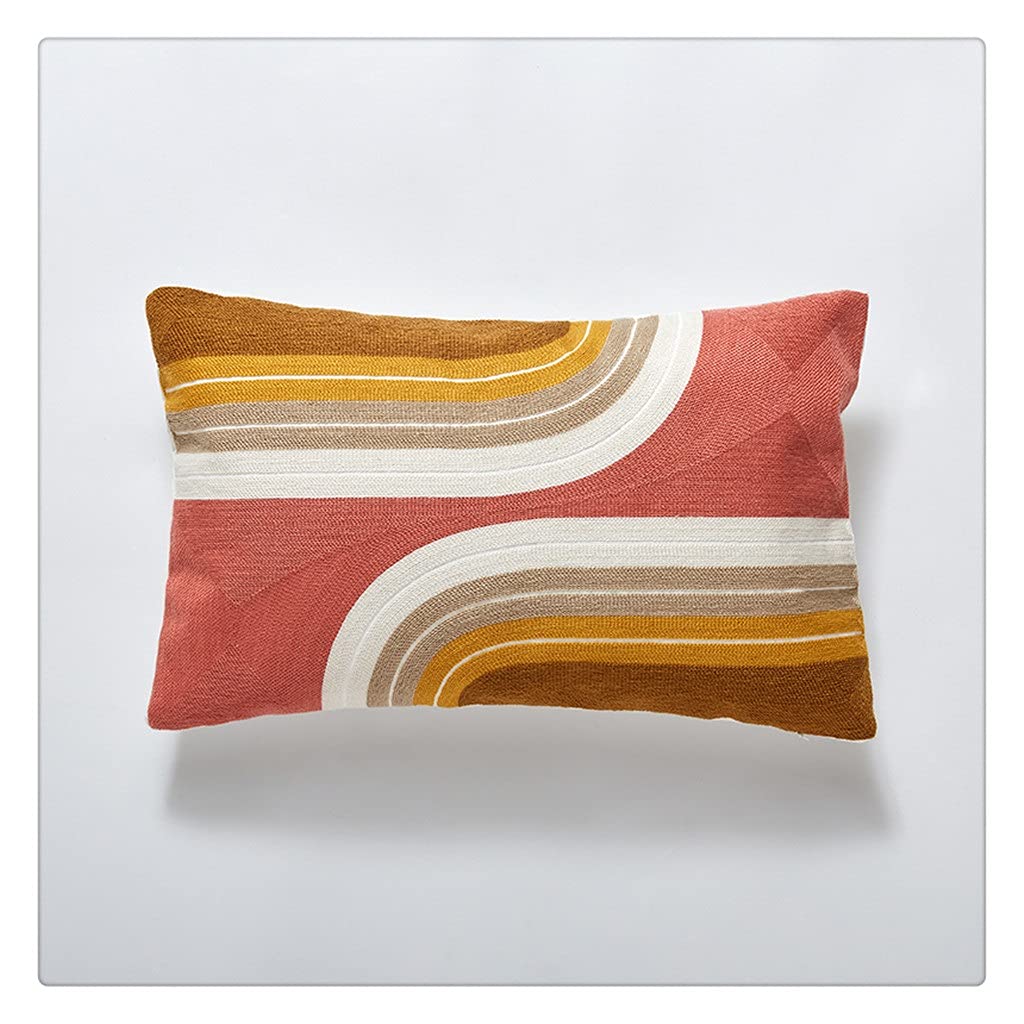 MFJGHU Northern Europe Handmade Cushion Cover 45x45/30x50cm Tufted Pillow with Tassels Home Decoration Pillowcase(Style C 30x50cm)