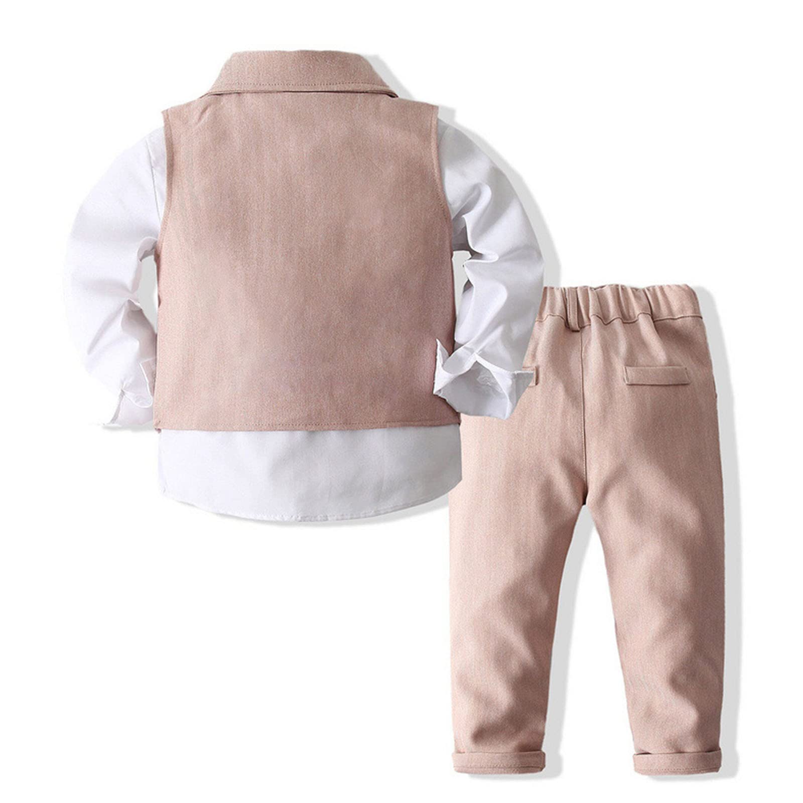 inhzoy Completo Cerimonia Bambino Bimbo Smoking Abito da Festa di Matrimonio Compleanno Elegante Gilet Panciotto Camicia e Papillon Pantalone Abito Formale Gentleman