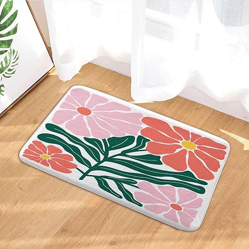 Miniatura 4 de Alfombras de baño retro con diseño floral abstracto, de los años 60 y 70, de mediados de siglo, vintage, lindas alfombras de baño con flores rosas,