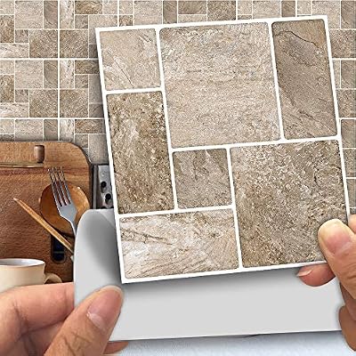 Alwayspon 25 Pcs Self-Adhesive Peel and Stick Tile Decal, Water-Proof Backsplash Wall Tile Sticker for Kitchen Bathroom, 6x6inch